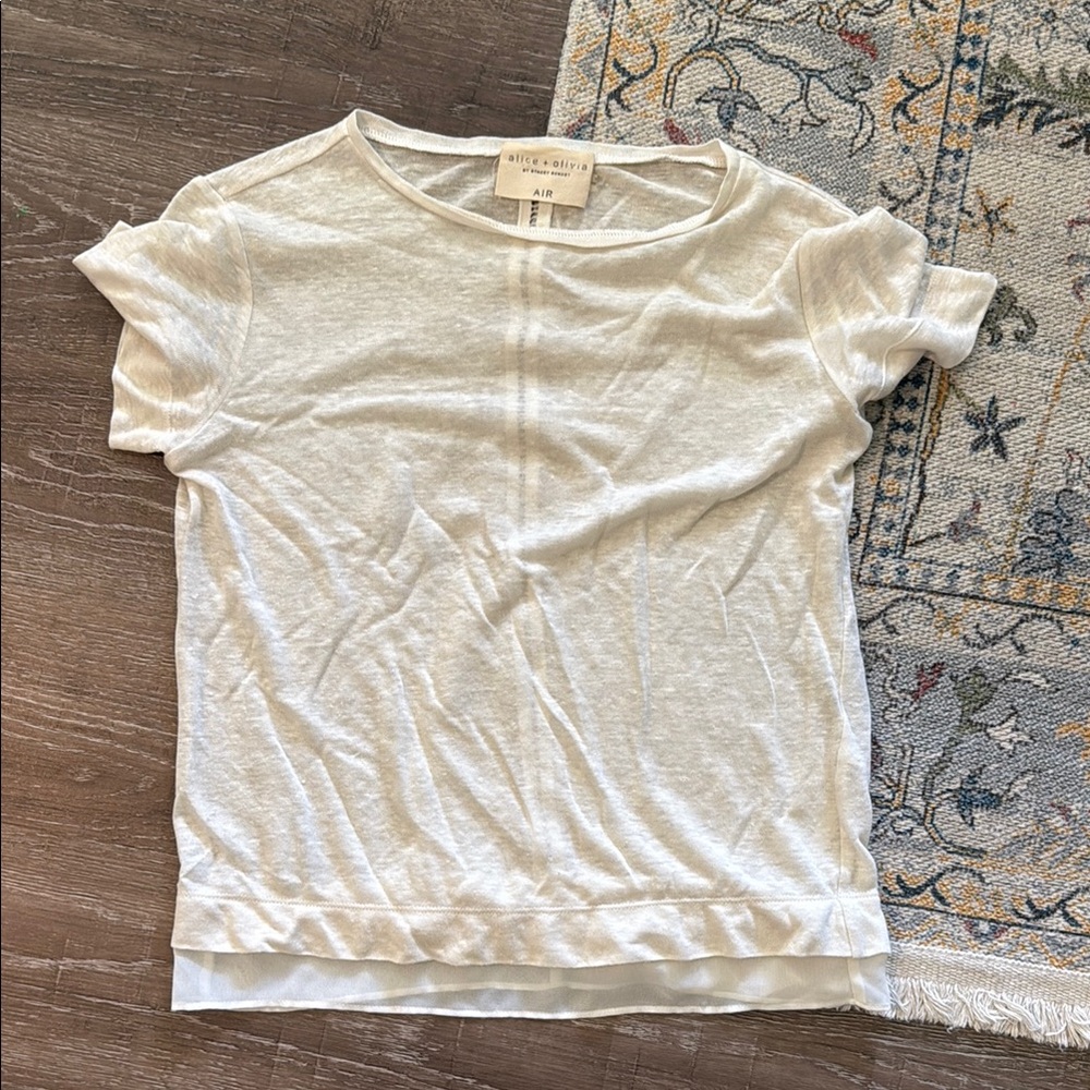 Alice + Olivia AIR Collection Linen & Chiffon Back Seam Tee Top